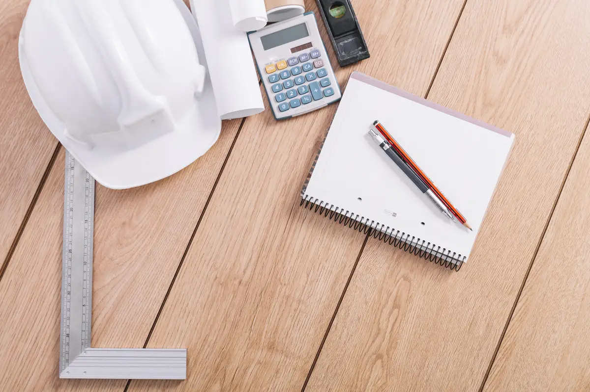 Construction stuff near notebook