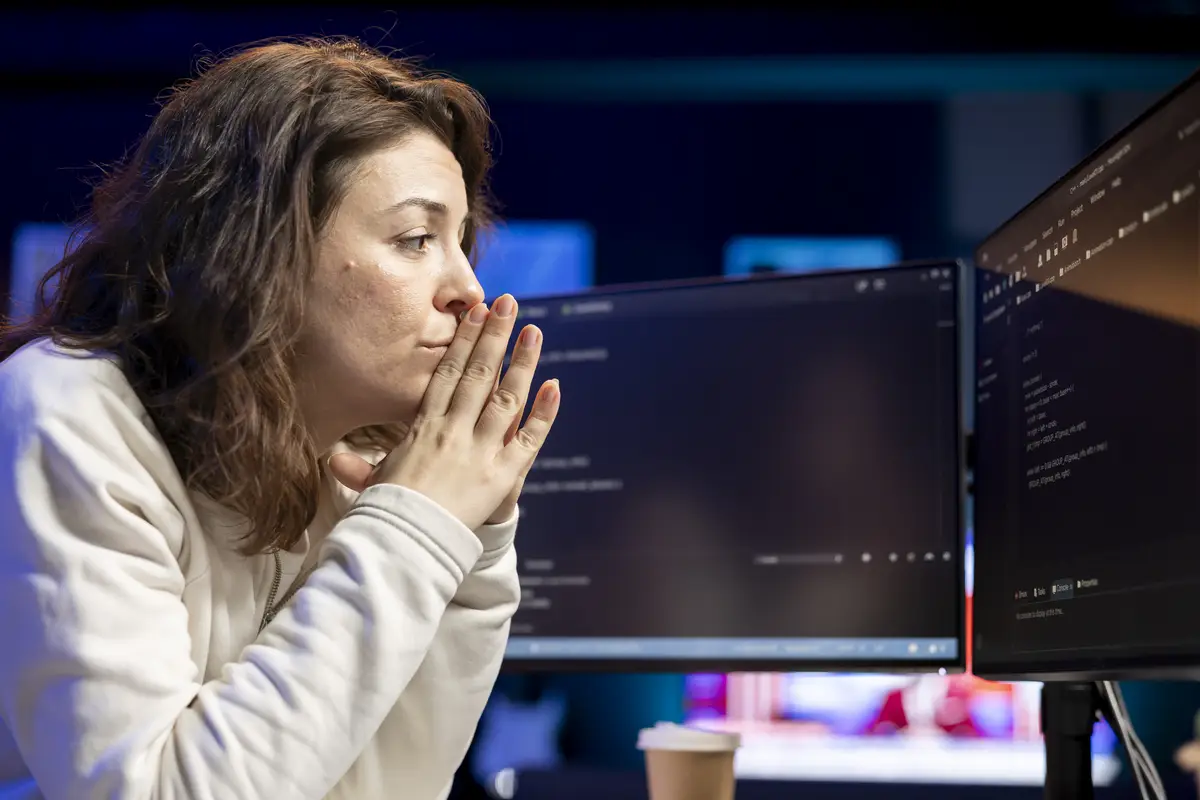 Contemplative programmer in apartment developing software