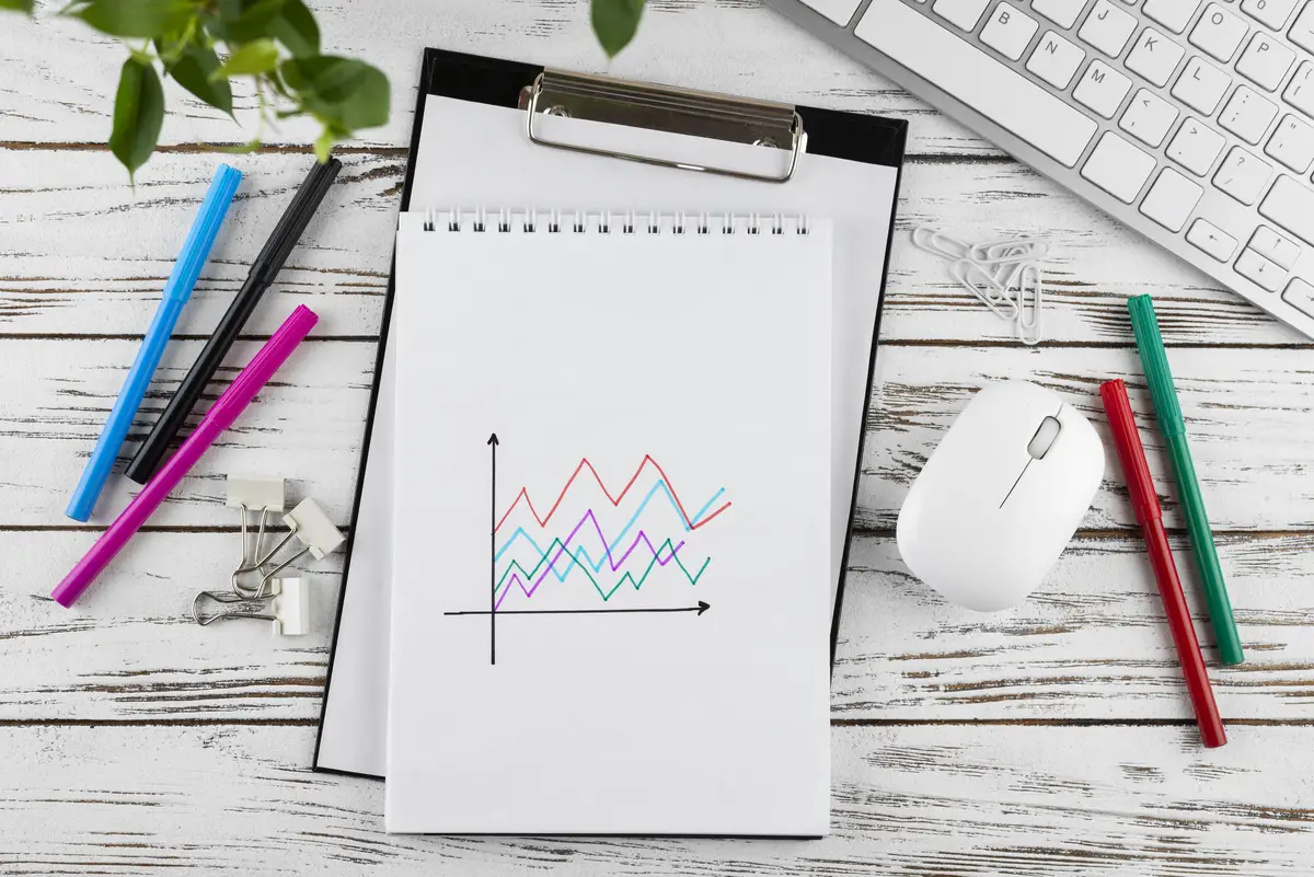 Top view still life graphics composition