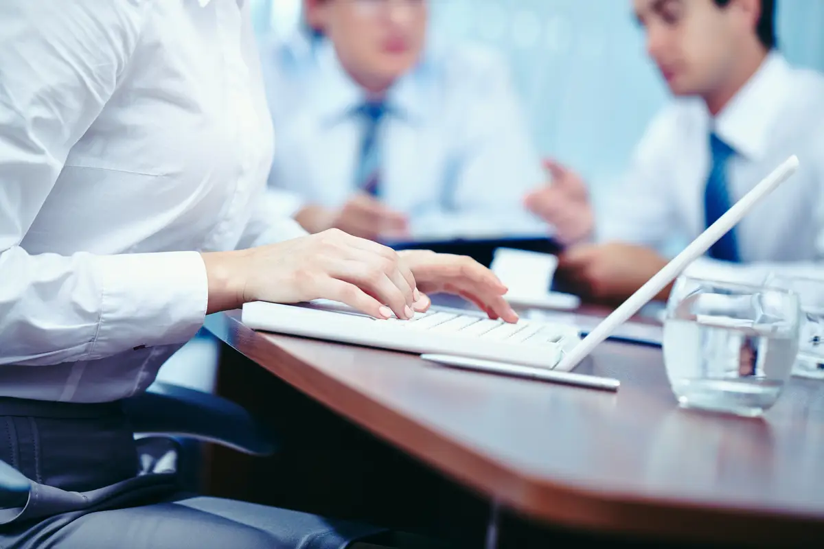 Close-up of a businesswoman with laptop