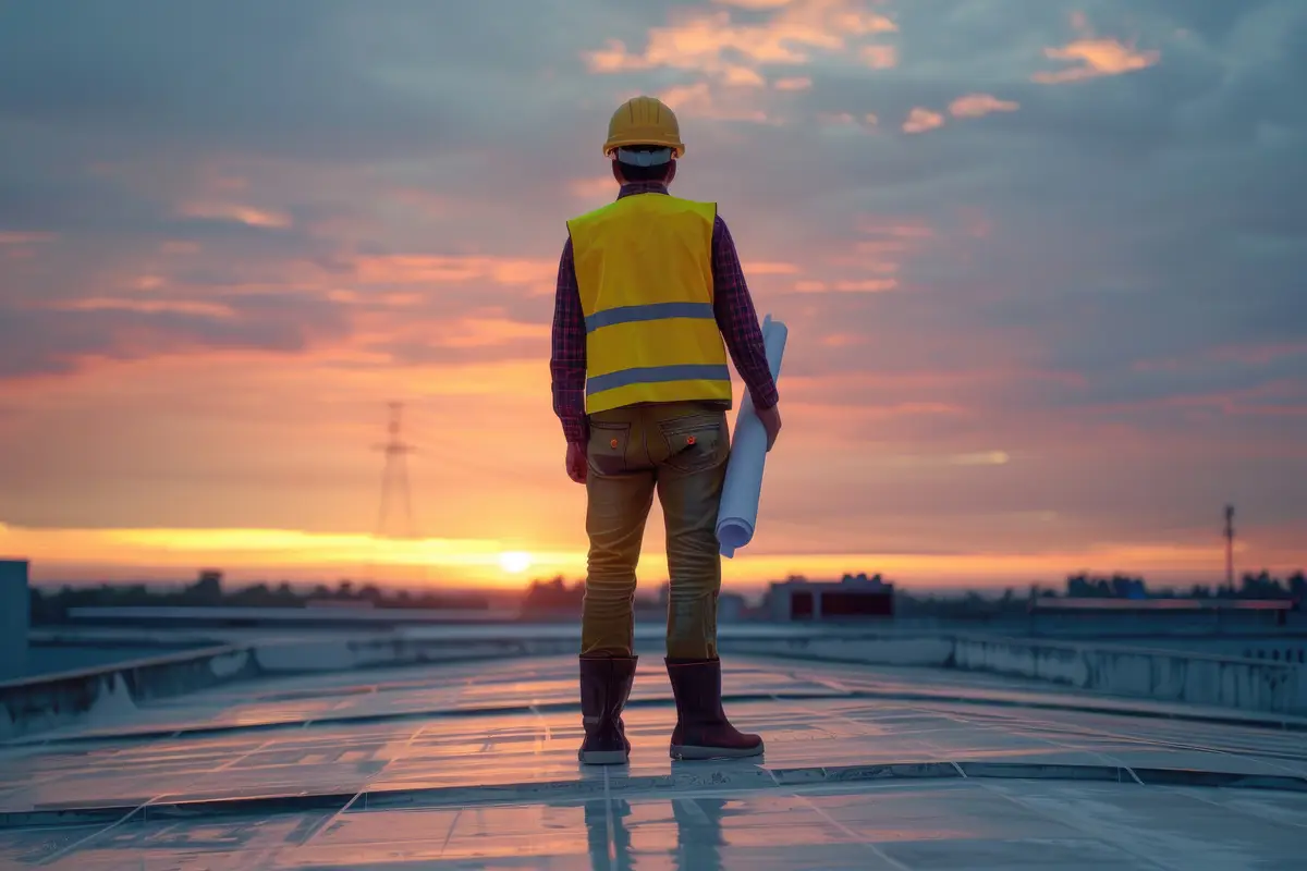 An older worker and young construction man shaking hands in a close up photo of their handshake with