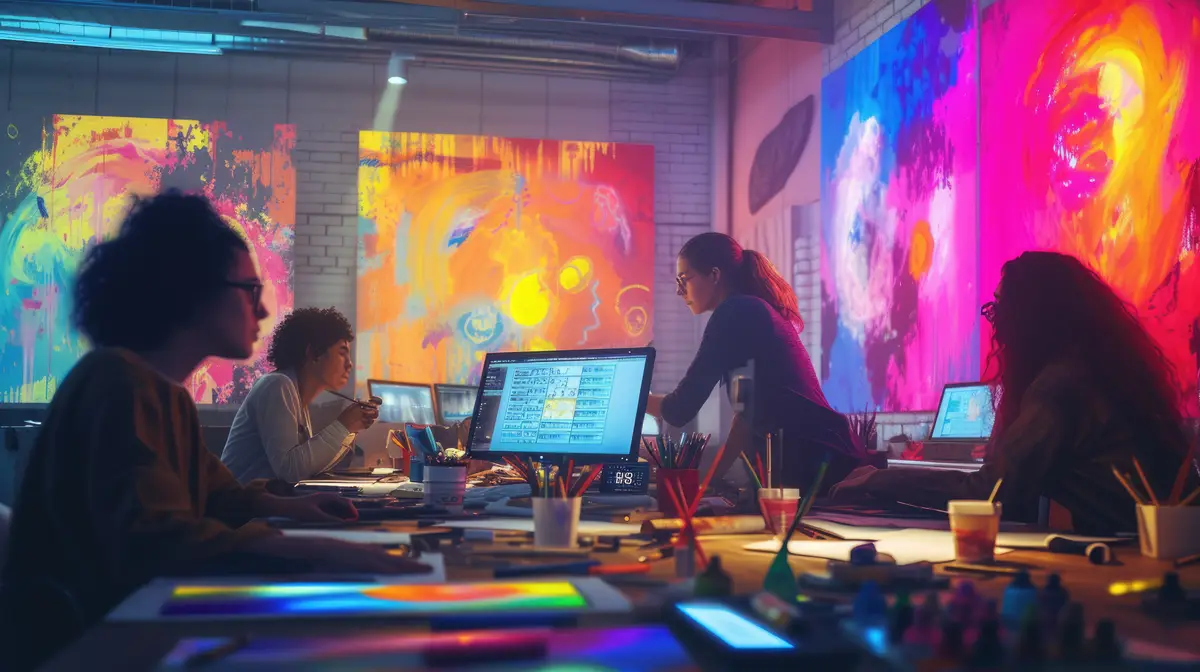 Businessman working in modern office building using a computer aig