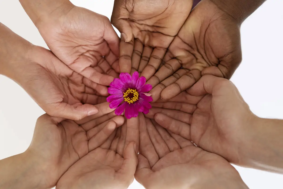 Close up on people connecting through hands