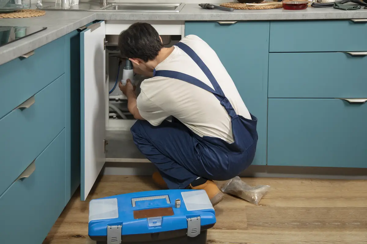 Female plumber working to fix problems at client's house