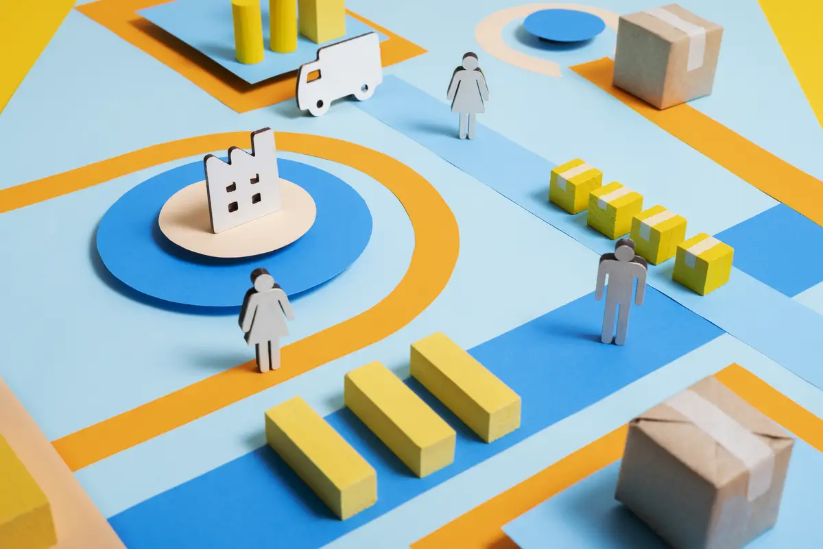 Still life of supply chain representation