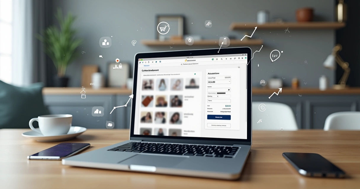 Carrinho de compras virtual abandonado em tela de notebook com alerta de abandono 