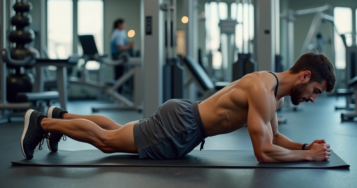 Pessoa fazendo abdominal infra com as pernas elevadas em academia 