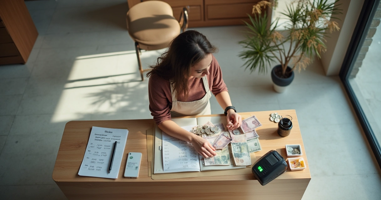 Abertura de caixa em salão de beleza.