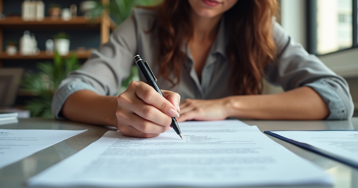 Pessoa assinando documentos ao abrir CNPJ para salão de beleza 