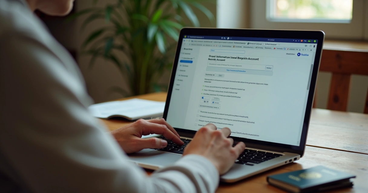 Pessoa preenchendo formulário online para abrir conta em corretora internacional 