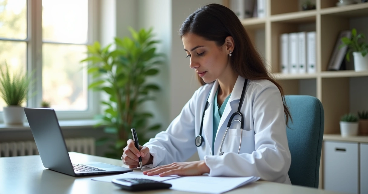 Fisioterapeuta analisando documentos de abertura de empresa