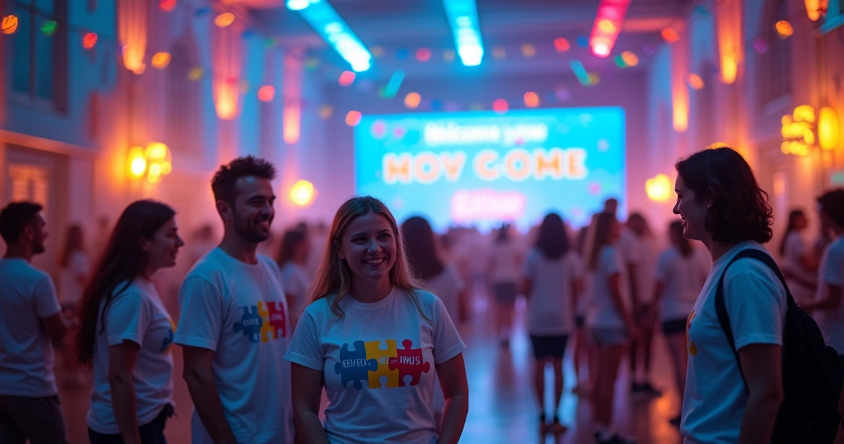 Abertura de evento inclusivo com camisetas personalizadas 