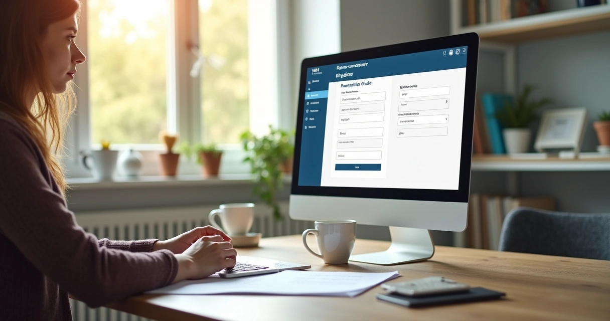 Empreendedor usando computador para abrir MEI online