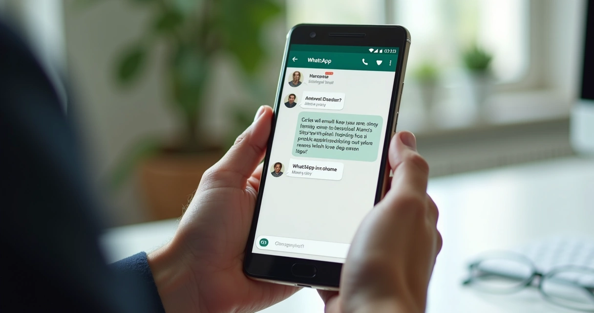Mensagem de abertura personalizada do WhatsApp em tela de smartphone