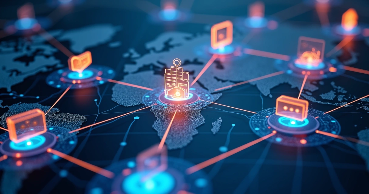 Representação gráfica de contas empresariais conectadas por linhas digitais 