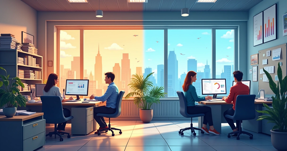 Comparação visual entre processos ABM moderno e tradicional 