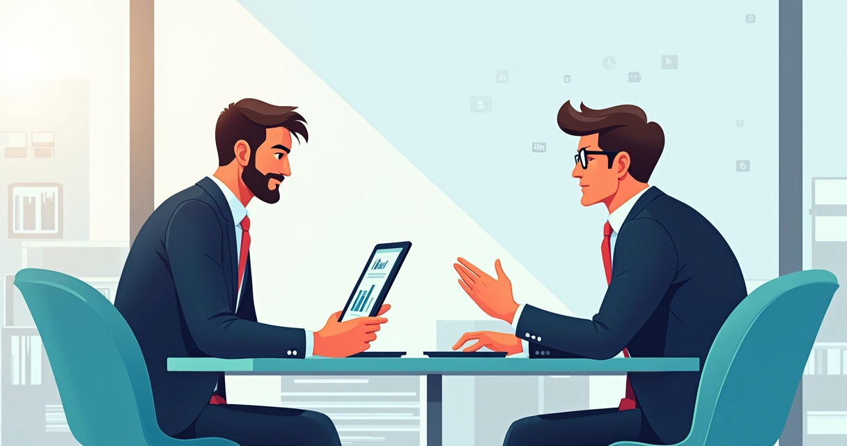 Profissional de vendas conversando de forma consultiva com decisor de empresa cliente 