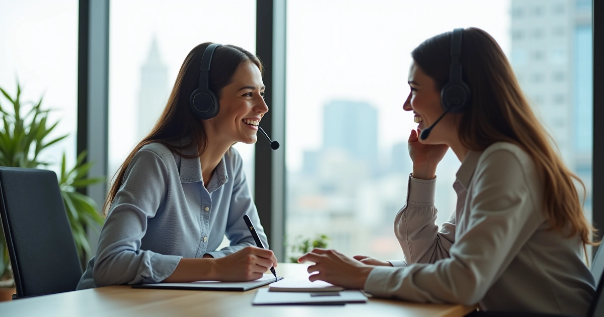 Conversa amigável entre vendedor e cliente por telefone 