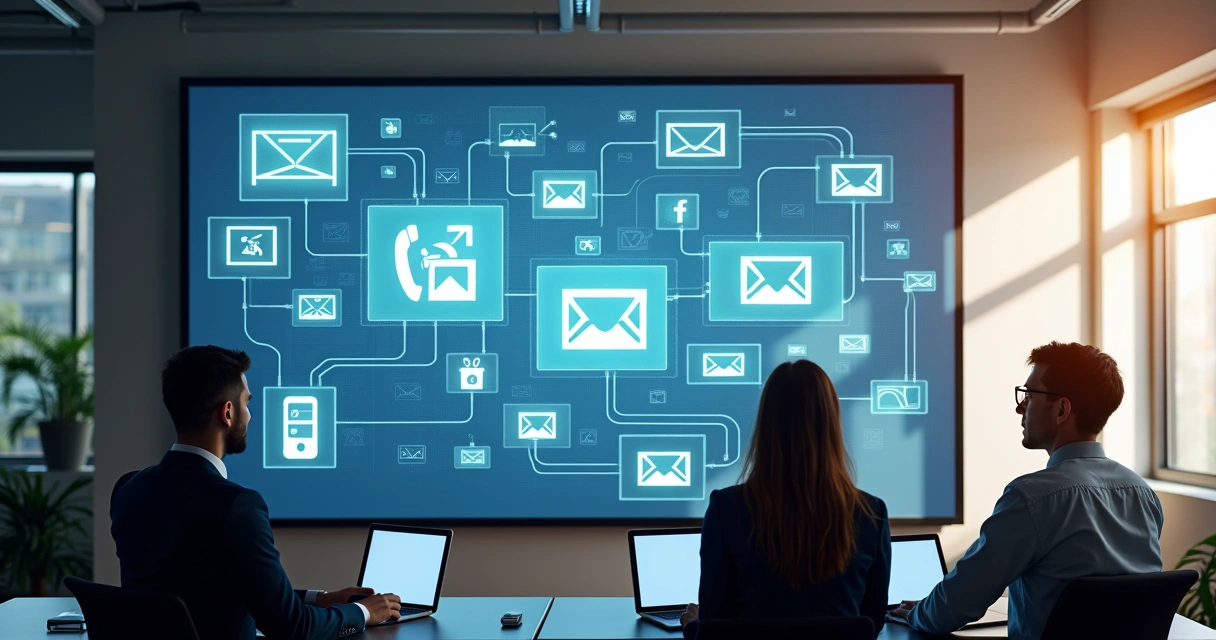 Sequência multicanal de marketing B2B entre equipe 