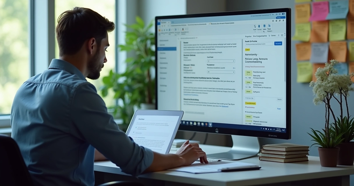Vendedor preparando abordagem personalizada para lead em tela 
