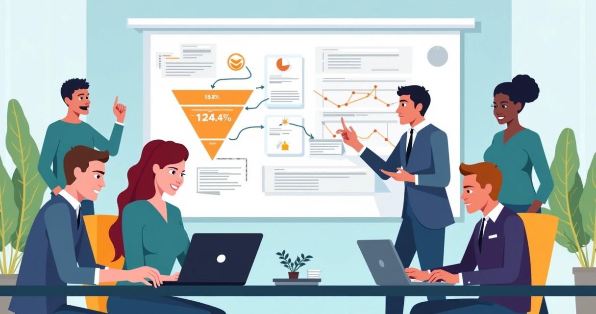 Equipe de vendas se reunindo para abordar cliente B2B SaaS 