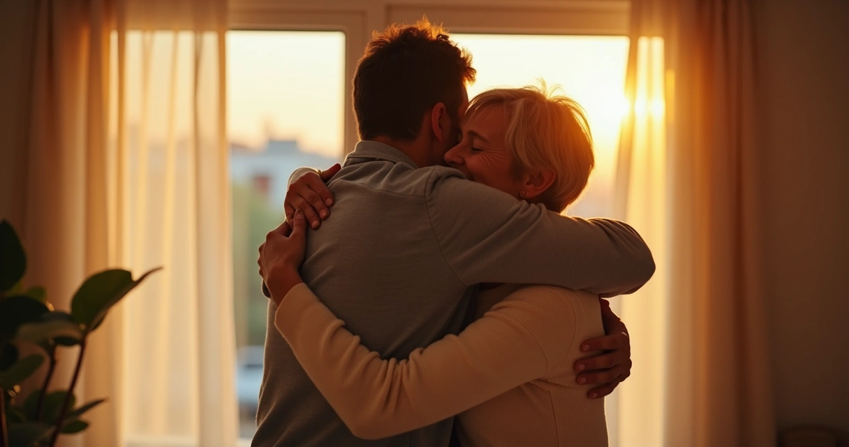 Duas pessoas se abraçando em sinal de apoio emocional 