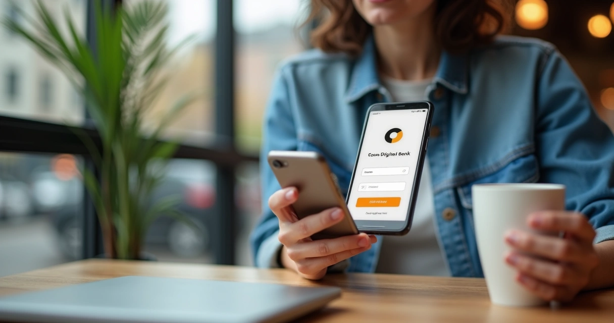 Pessoa abrindo conta bancária digital pelo smartphone 