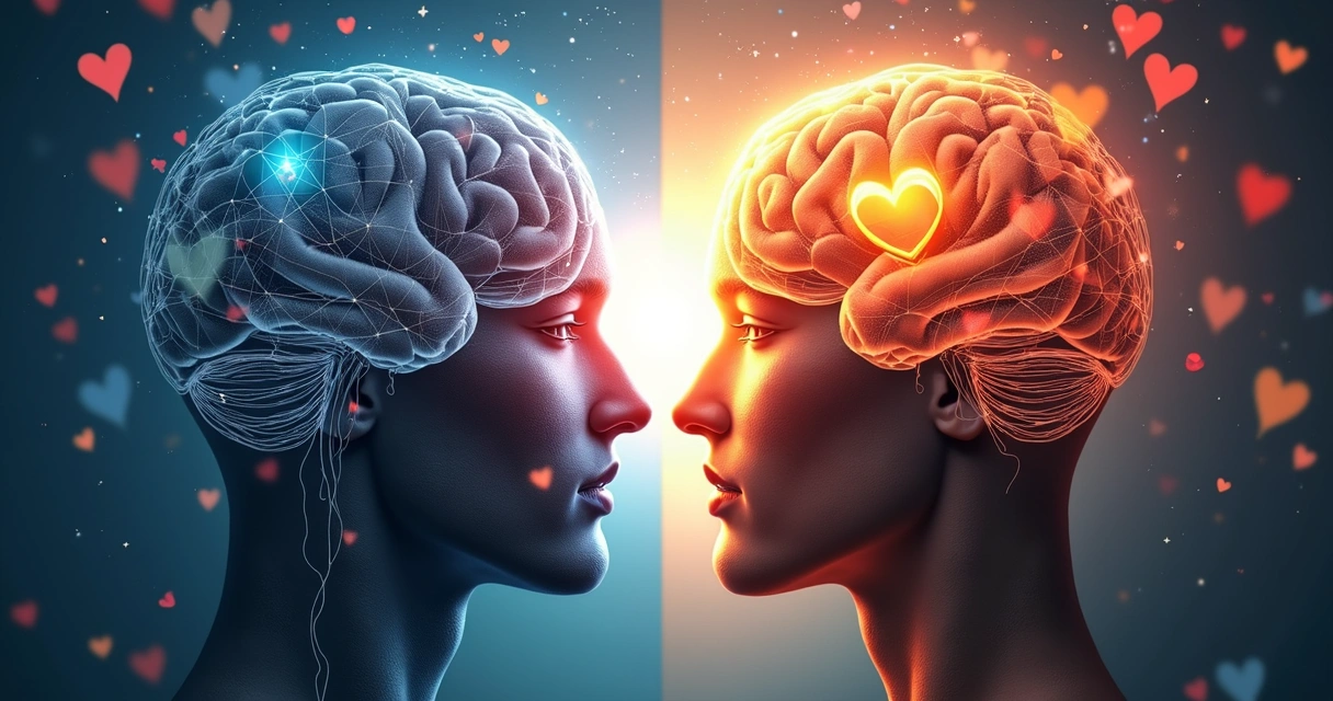 Abstract depiction of a brain balancing emotion and logic 