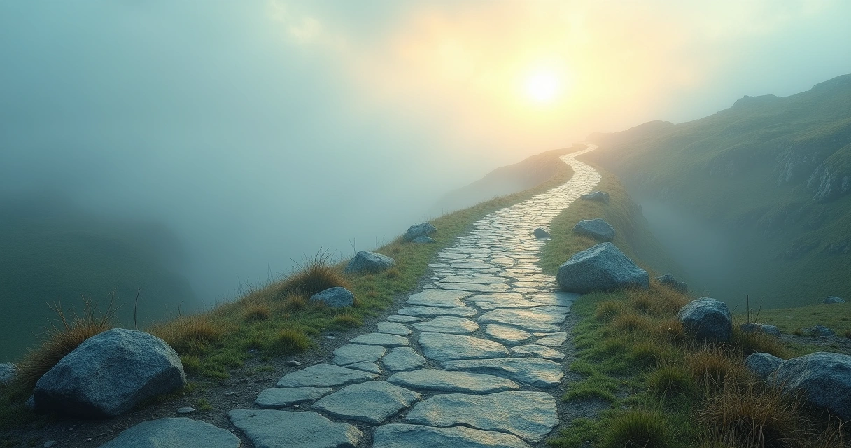 Abstract pathway with obstacles, representing personal change 