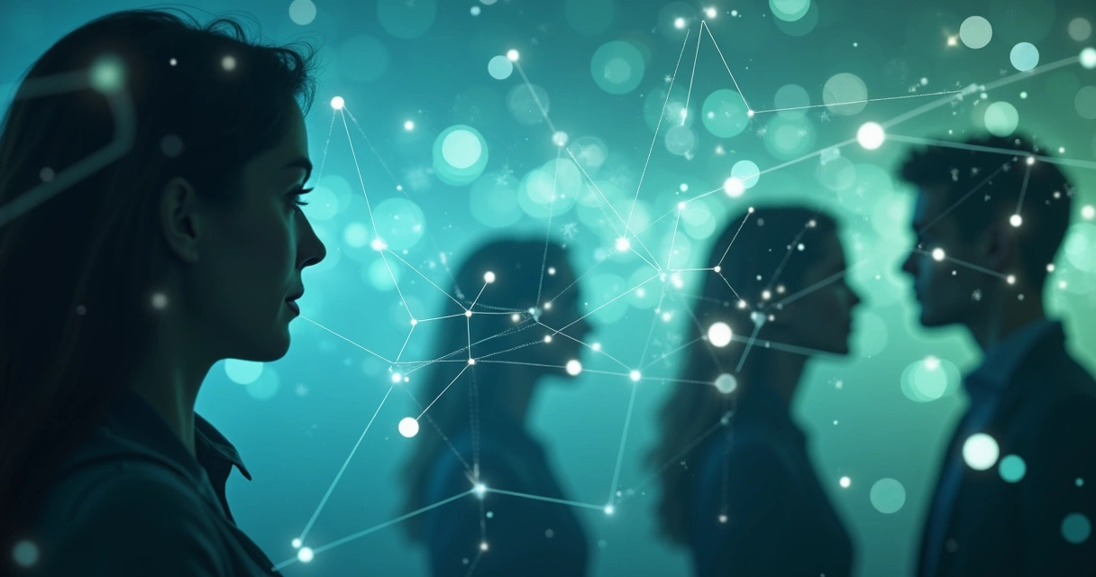 Abstract lines and shapes suggesting intention patterns in a group