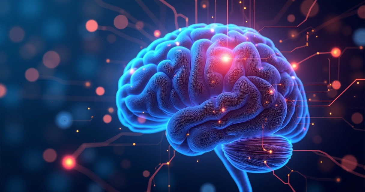 Abstract scene showing AI circuits creating marketing visuals