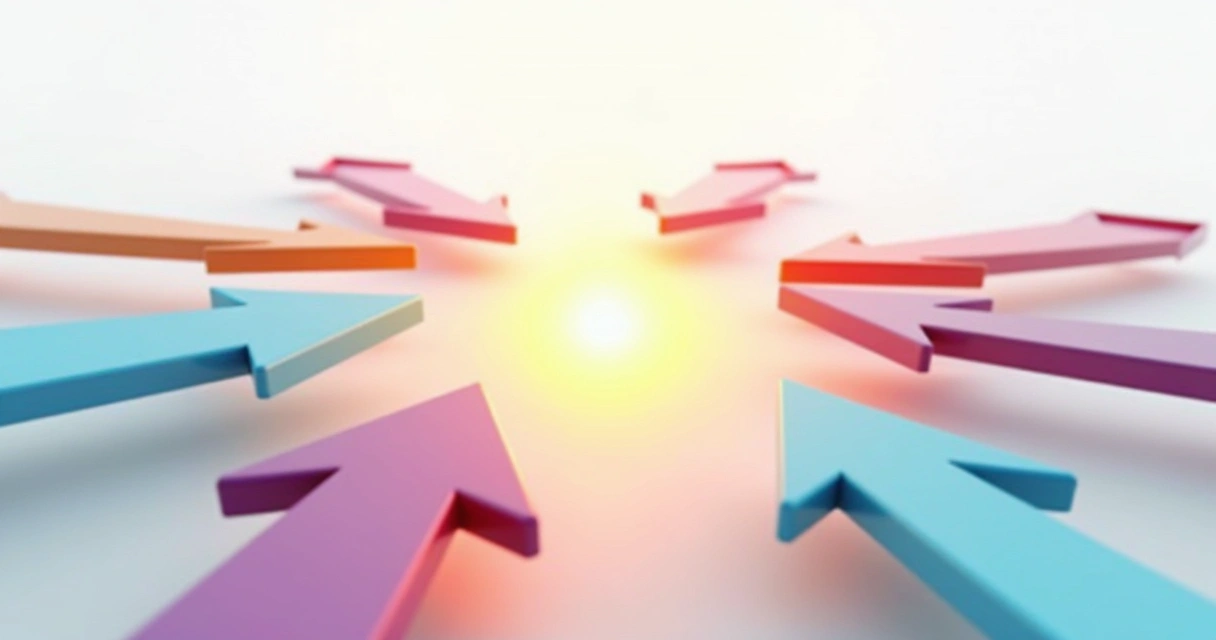 Conceptual arrows converging toward a central point. 