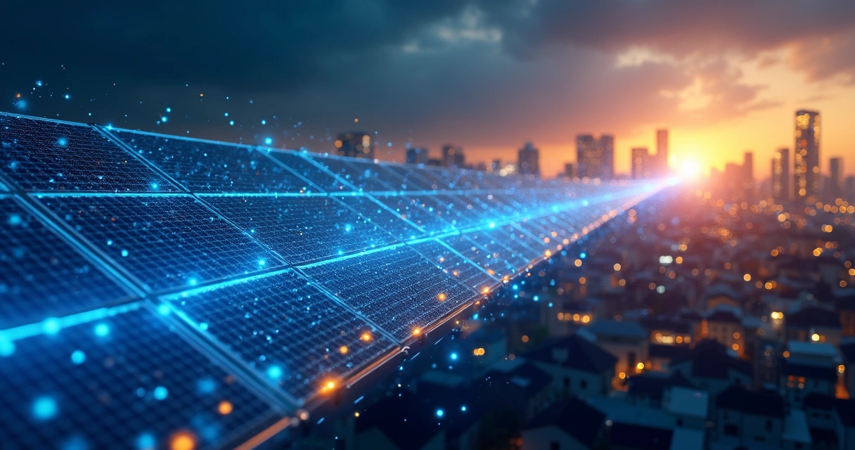 Representação digital de créditos de energia conectando fazenda solar e consumidores 