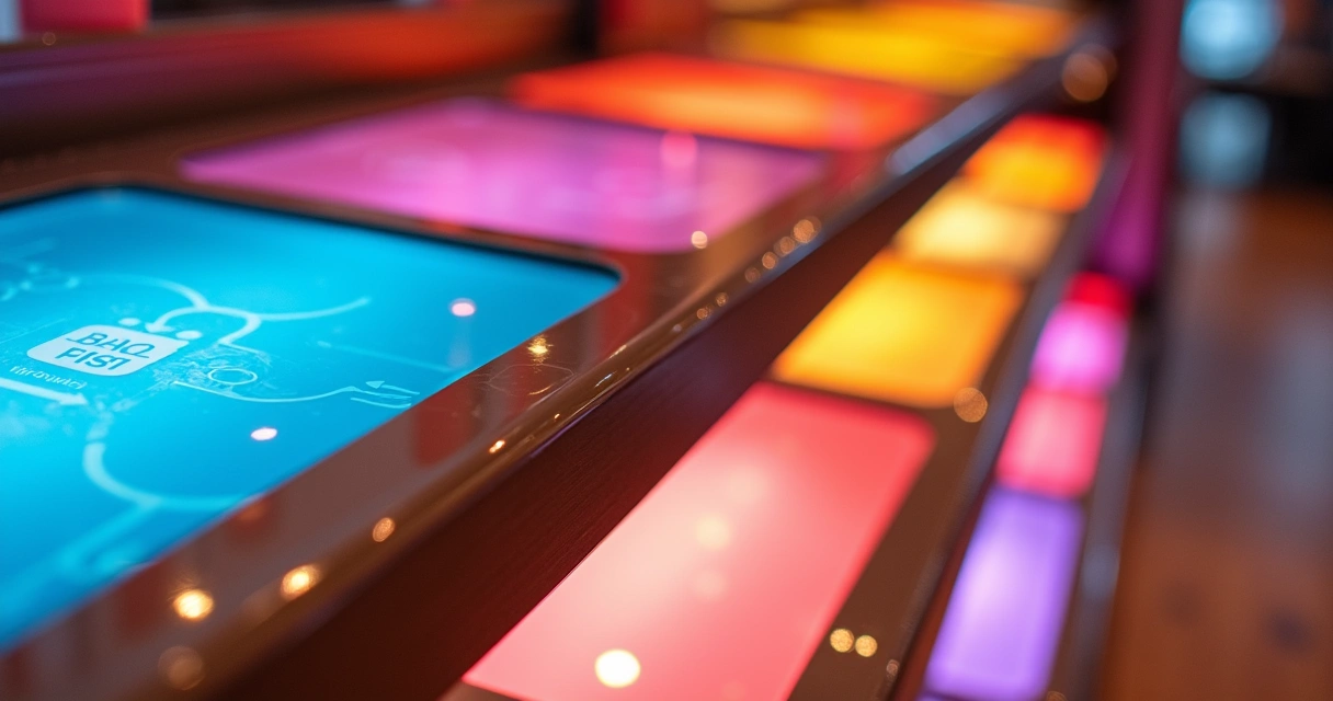 Display de PDV colorido com LED embutido