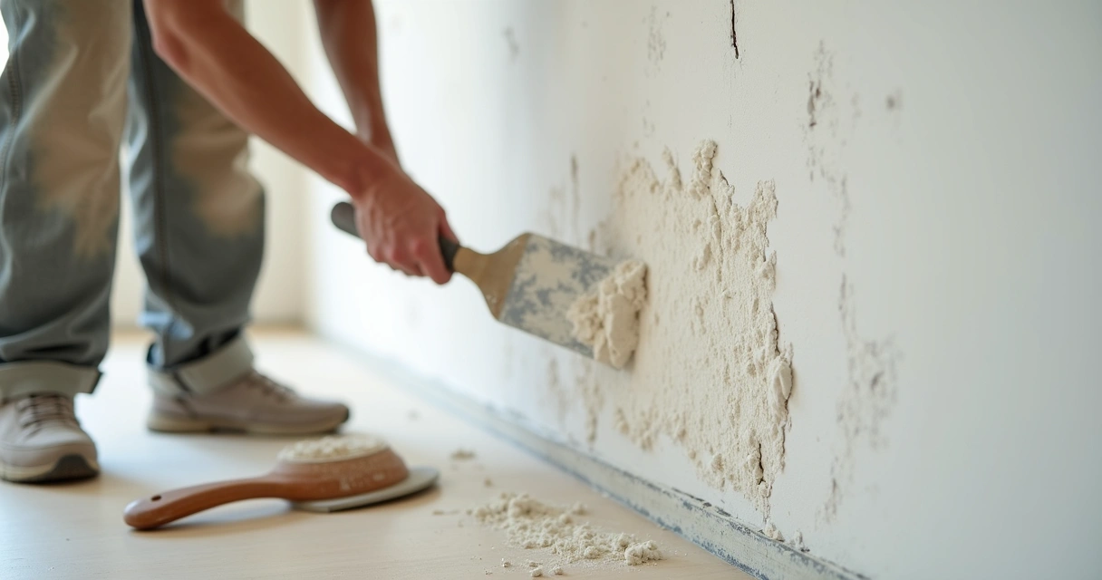 Acabamento de juntas em parede de drywall 