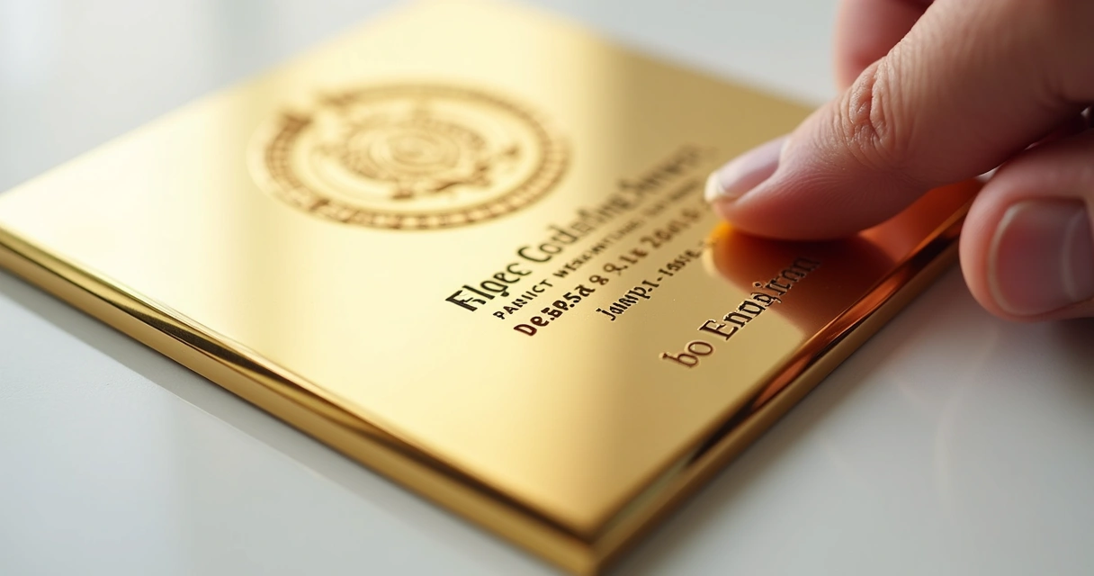 Detalhe de placa de homenagem com acabamento premium e proteção 