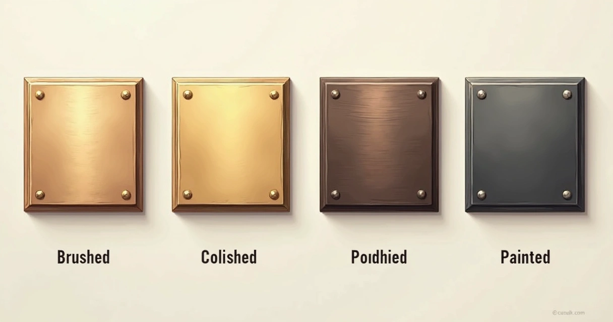 Variação de acabamentos em placa de metal personalizada 