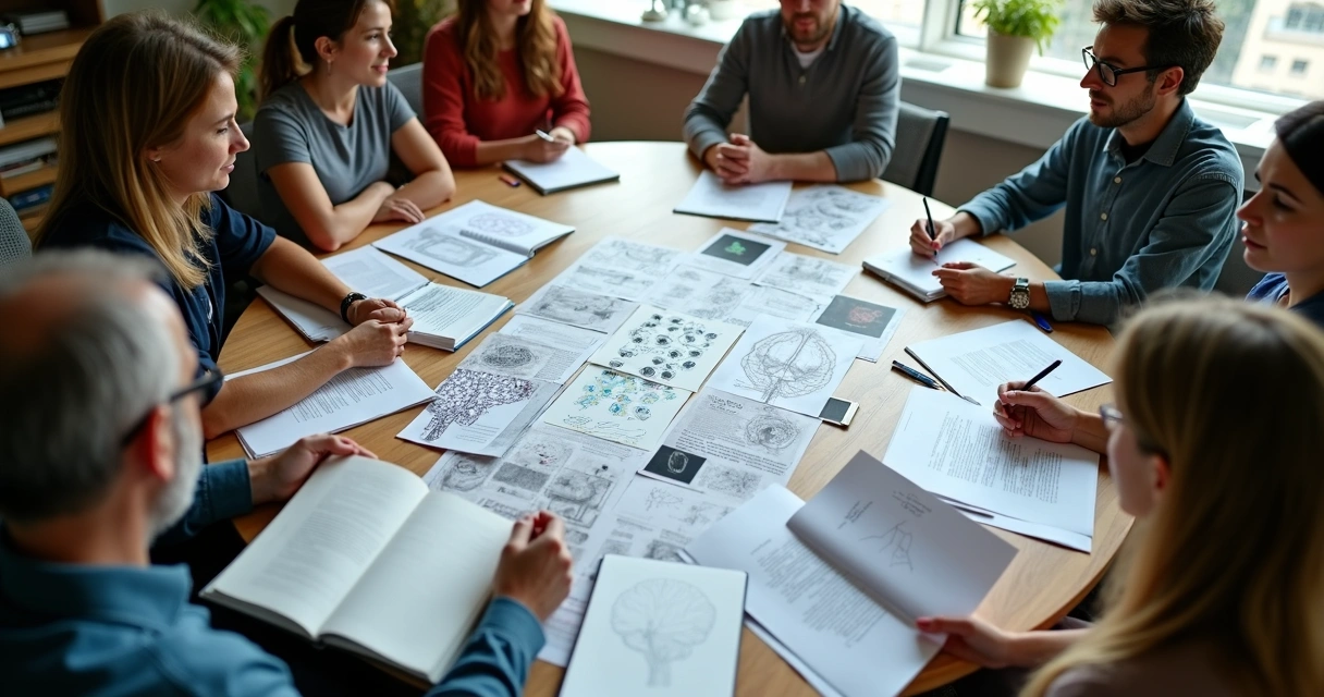 Researchers from different fields in a round table discussion 
