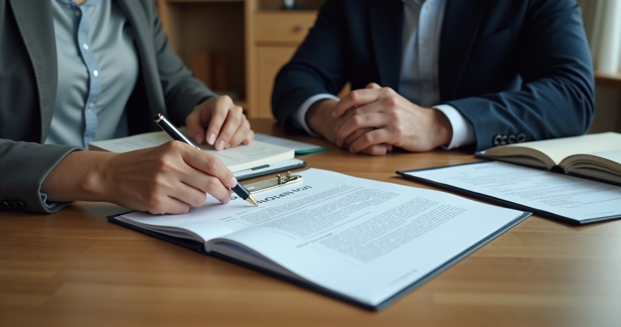 Advogado e cliente analisando documentos para ação judicial sobre desnutrição. 