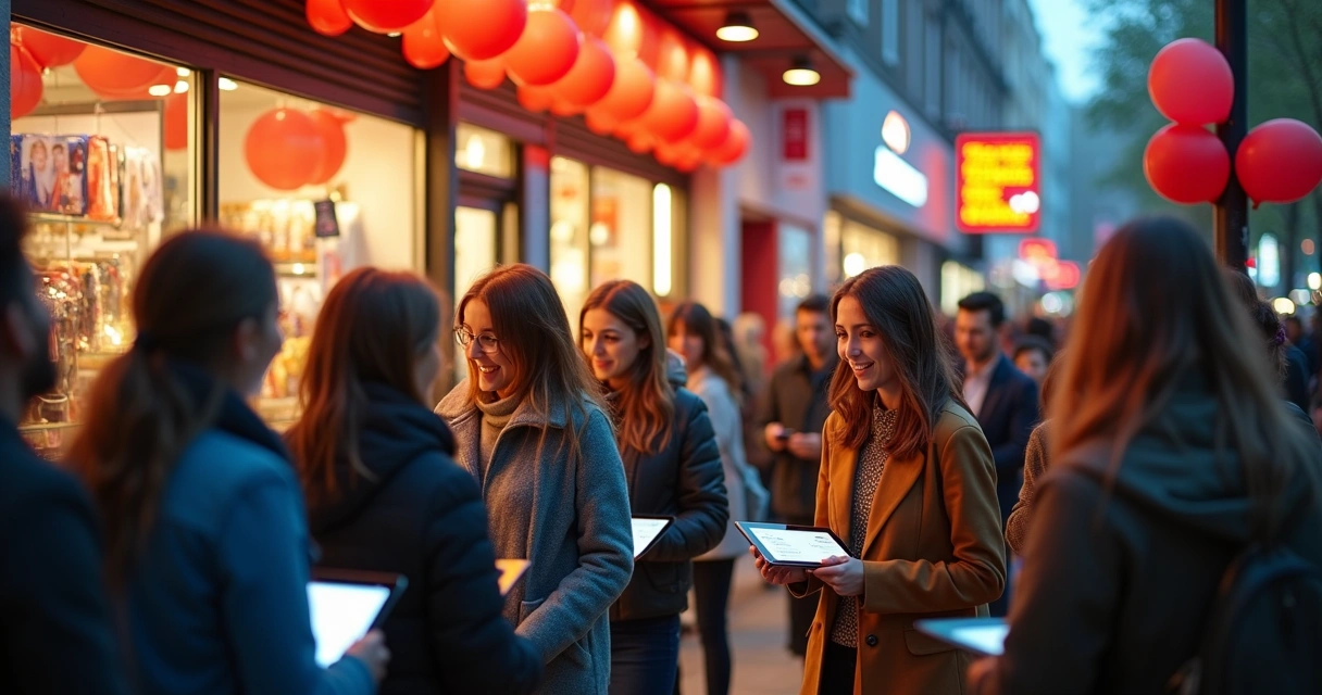Fila de clientes participando de sorteio em loja 