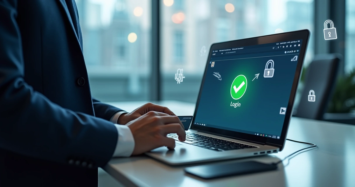 Empleado usando certificado digital para entrar a una plataforma interna 
