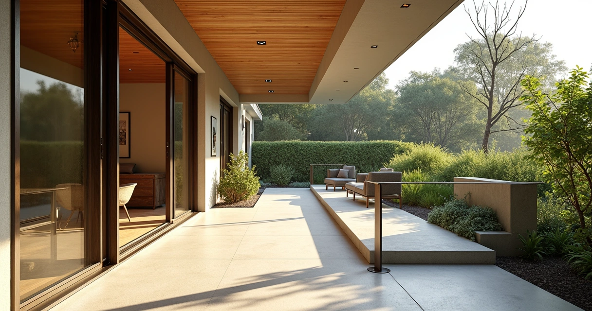 Accessible lanai entry with wide door and ramp 