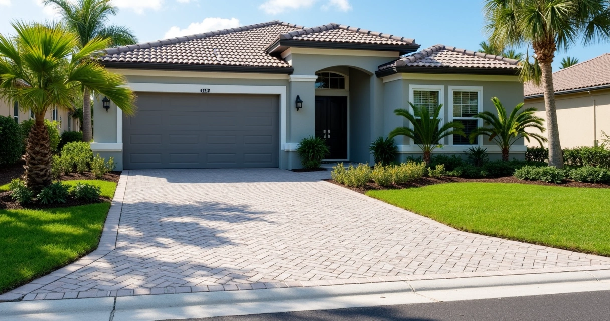Accessible paver driveway in Tampa with smooth transition for wheelchair