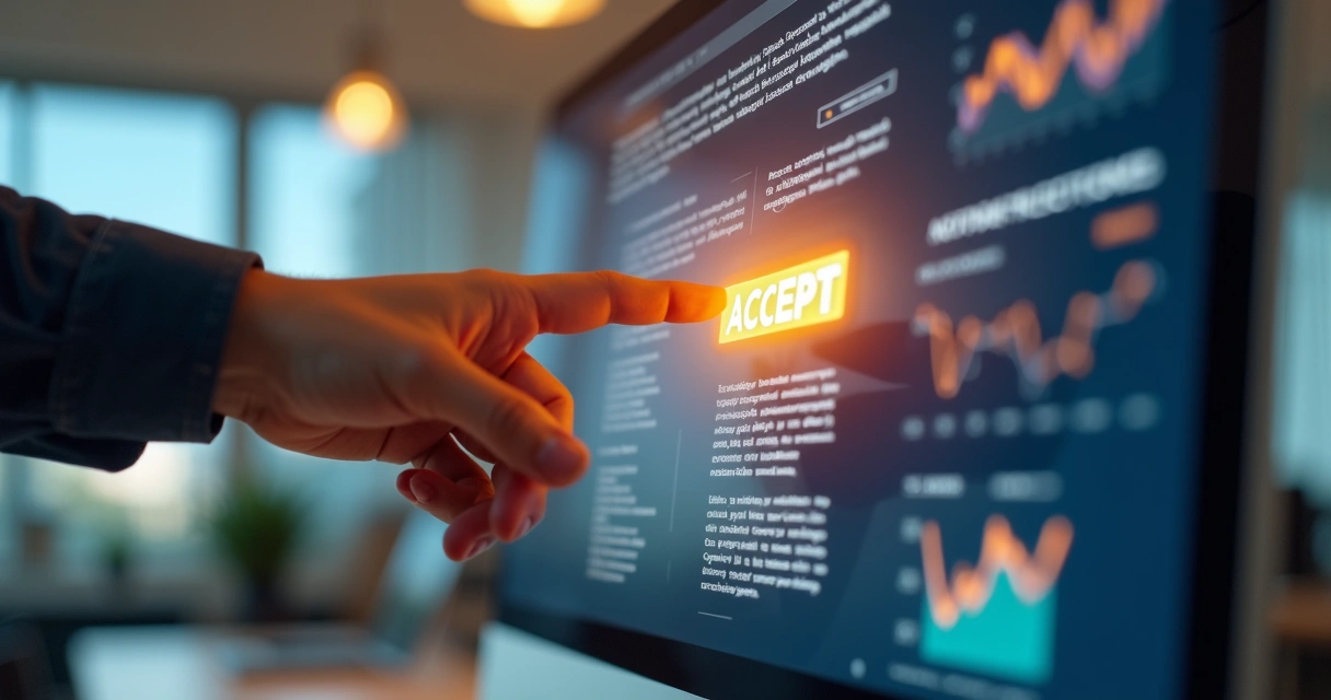 Cliente confirmando proposta digital em tela de computador 