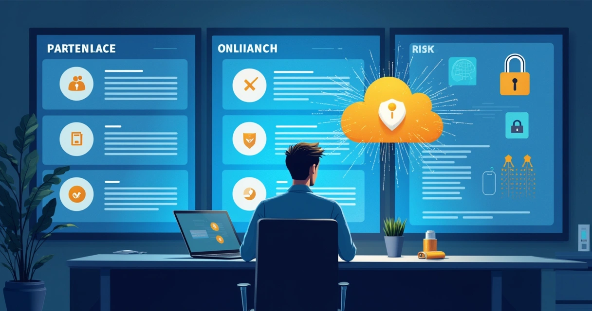 Gestor focado em riscos em painel digital