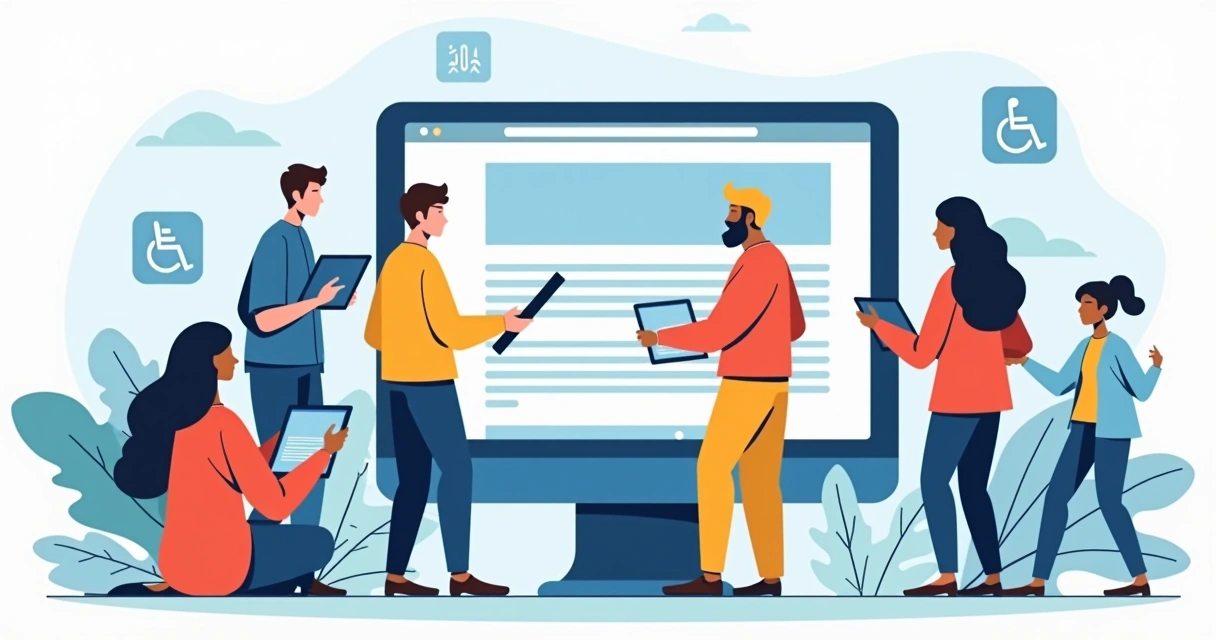 Várias pessoas acessando site com recursos de acessibilidade 