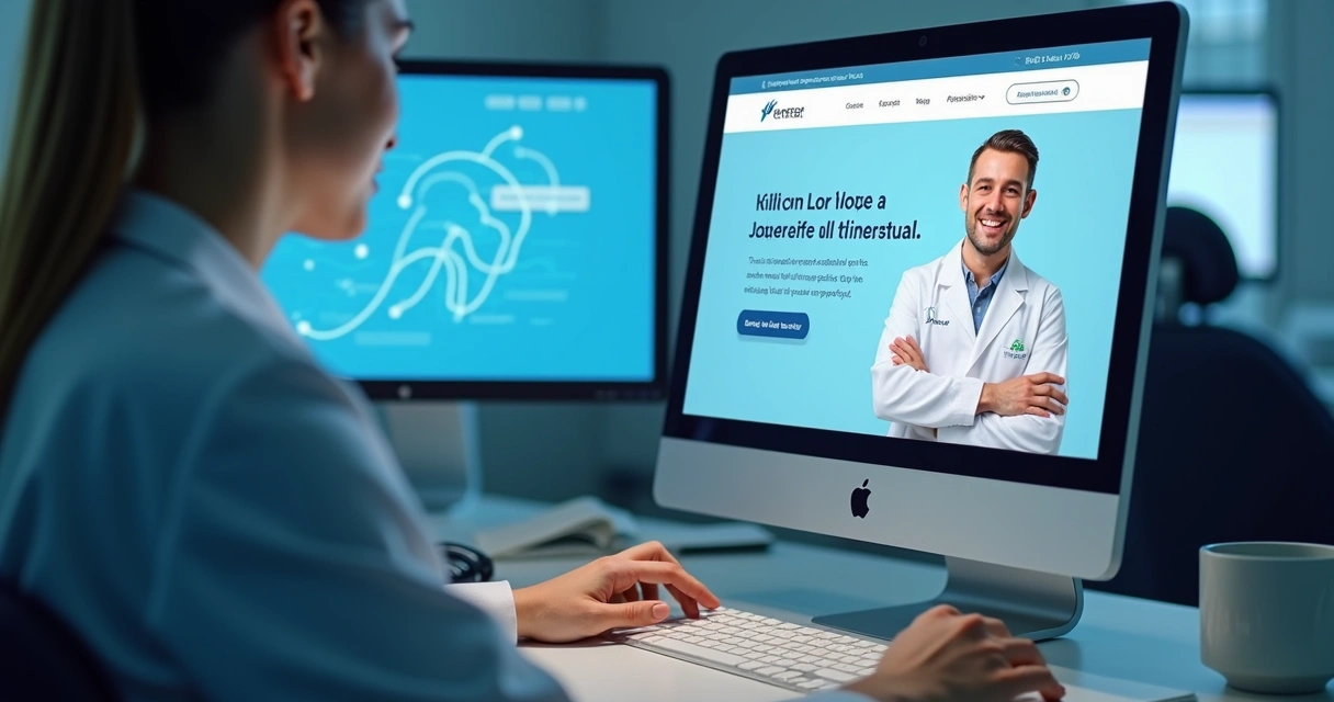 Usuário navegando em site de clínica odontológica acessível