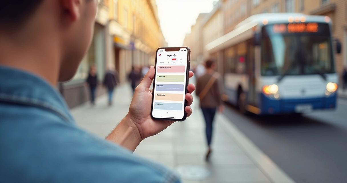 Visualizando agenda online pelo celular em local externo