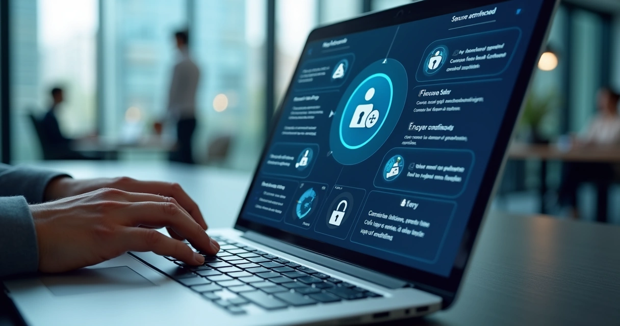 Painel de controle de acesso digital em escritório