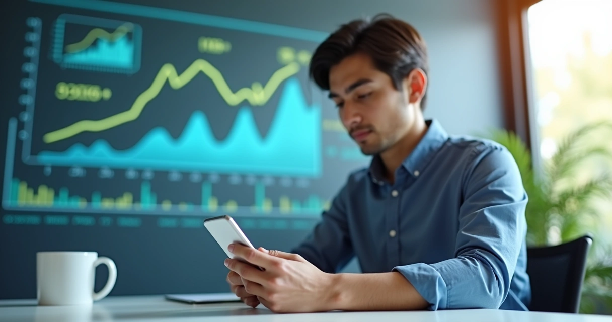 Pessoa acessando site contábil por smartphone 